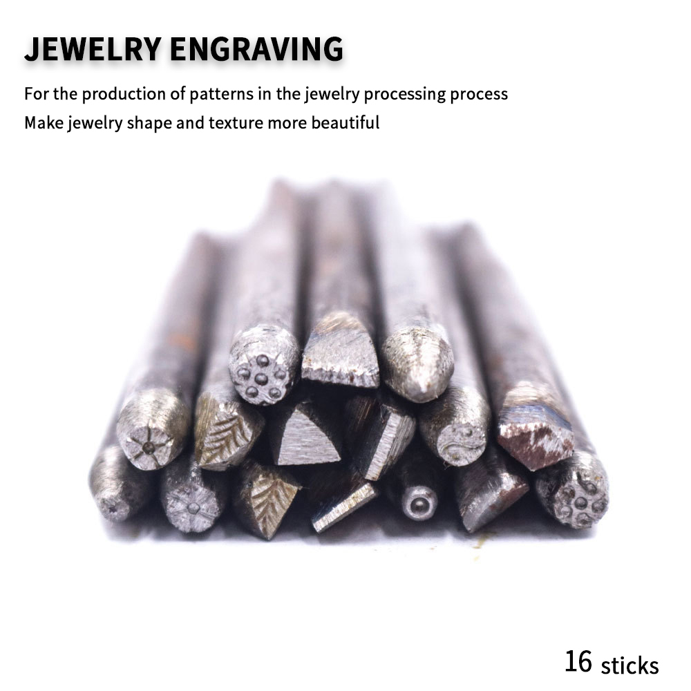 16 Sets of 20 Flower Anvil Carving Temporary Gold Chisel Carving DIY Jewelry Tools: 16pcs