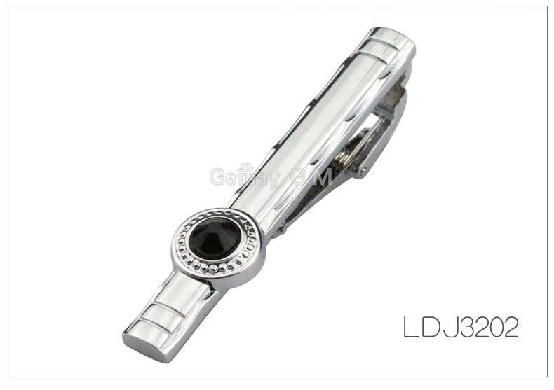 Silvery Tie Clip For Men Classic Meter Tie Clips Alloy Tie Bar Enamel Tie Collar Pin Crystal Business Corbata: LDJ3202