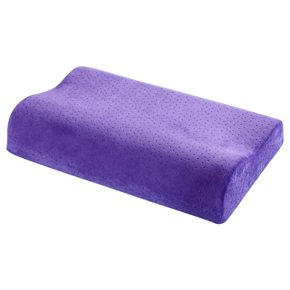 Volwassenen Hals Beschermen Memory Foam Kussen Met Effen Fluwelen Kussensloop Voor Slaapkamer Cervicale Gezondheidszorg Verbeteren Zacht Slapen: 50x30x10-7cm purple