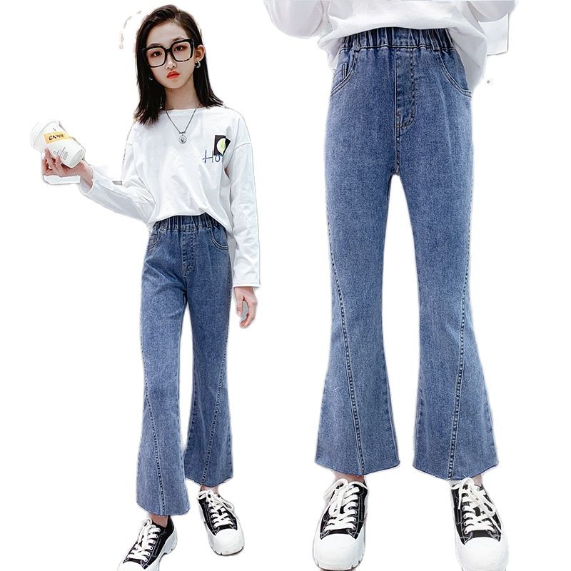 Pantalones vaqueros Acampanados para niñas, Jeans informales con corte de bota, para adolescentes, primavera y otoño, 10, 11, 12, 13, 14 años