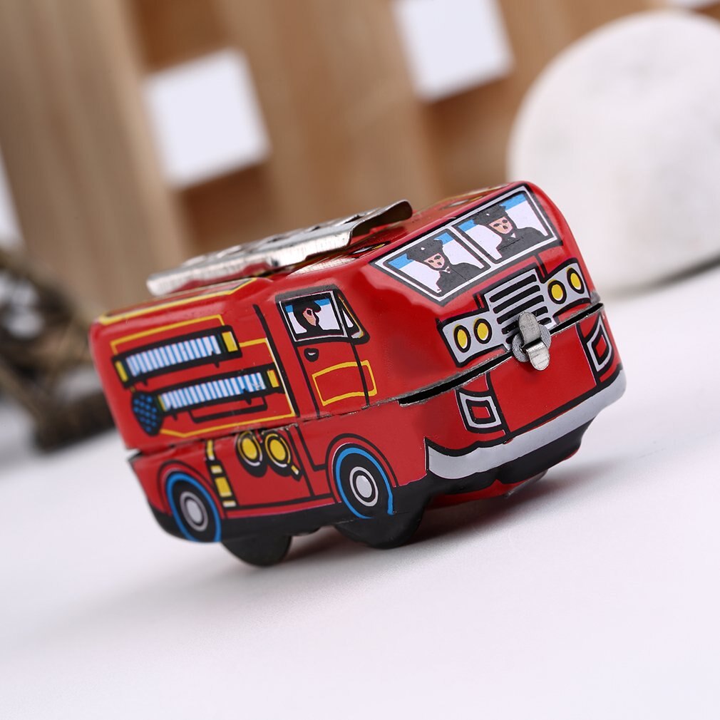 Retro Classic Firefighter Fire Engine Truck Clockwork Wind Up Tin Toys Worldwide