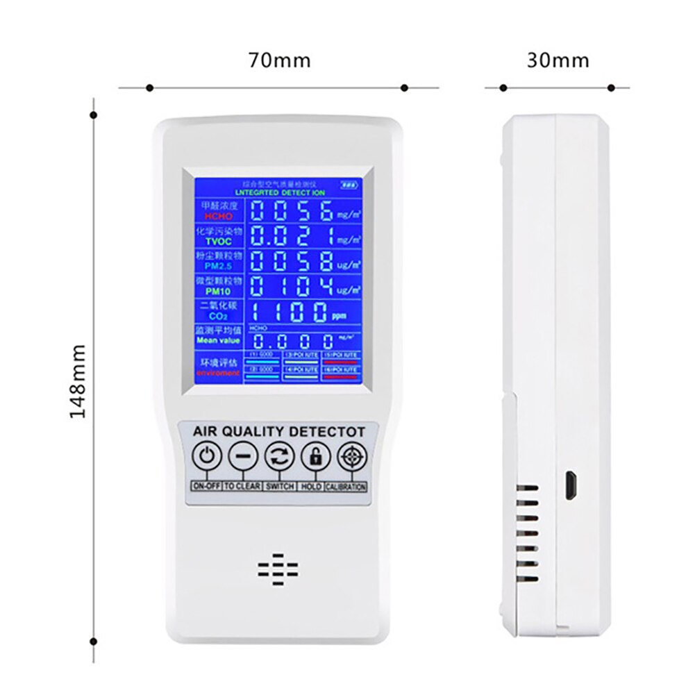 Inneluftmonitordetektor nøyaktig lufttesterdetektor egnet til formaldehyd (hcho) karbondioksid tvoc  pm2.5/pm10