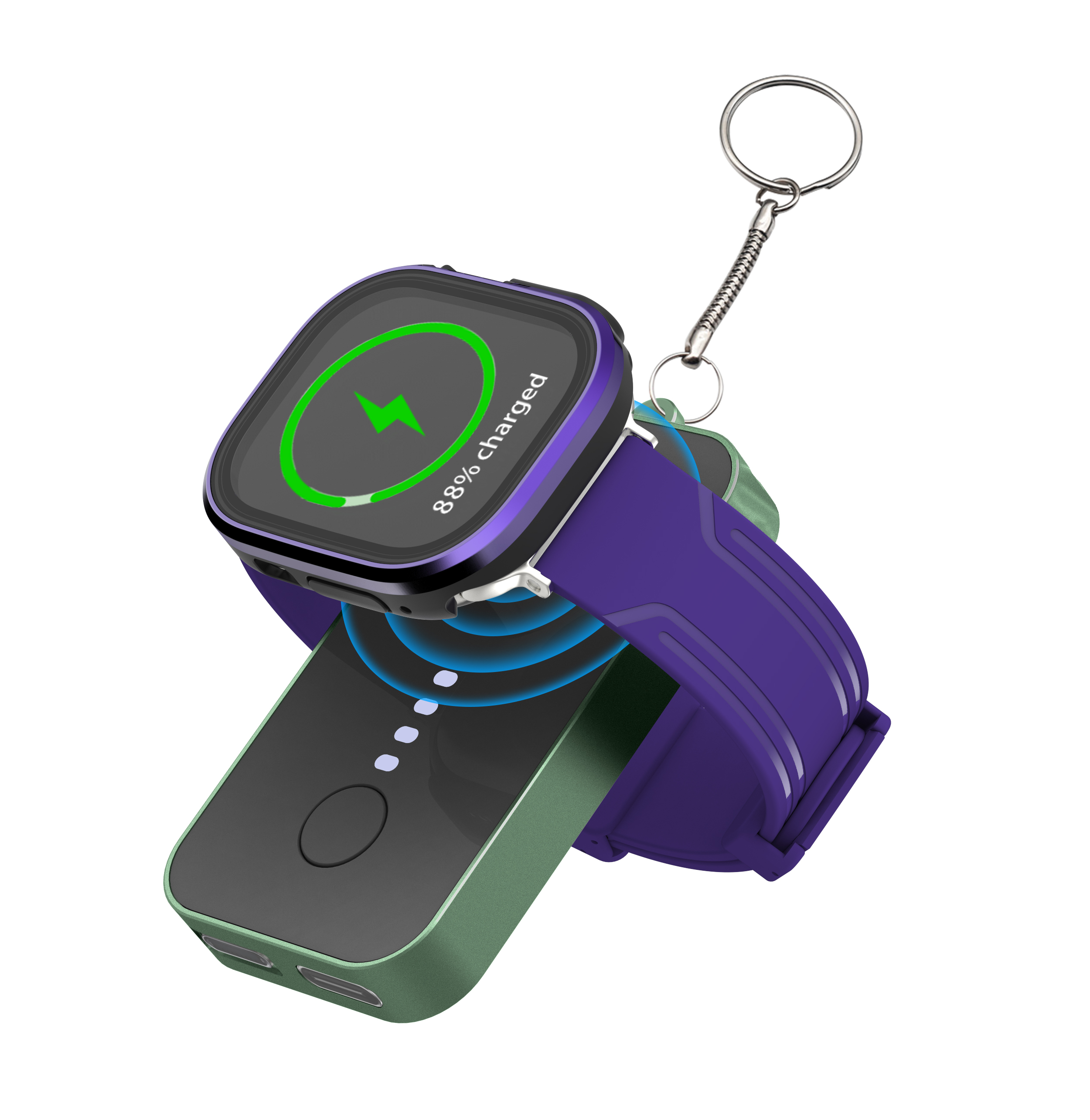 Magnetisk trådlös laddare för apple watch 10 9 8 7 6 5 4 se 1200 mah bärbar usb typ c magnetisk snabbladdare för iwatch ultra 2: Röd svart
