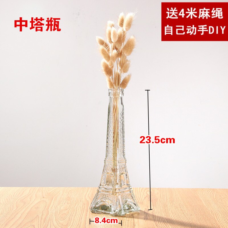 Jarrón de vidrio transparente , florero moderno minimalista hidropónico nórdico, adornos para el hogar, florero de flores secas: N-without flowers