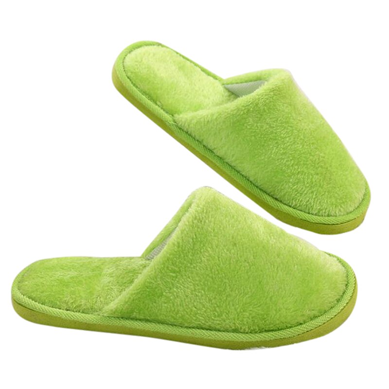 Kengät tohvelit naisten miehet koti pörröinen talo talvi lämpimät tossut pehmeät lenkkarit sisätiloissa makuuhuone pantuflas zapatos: Vihreä (40-41)