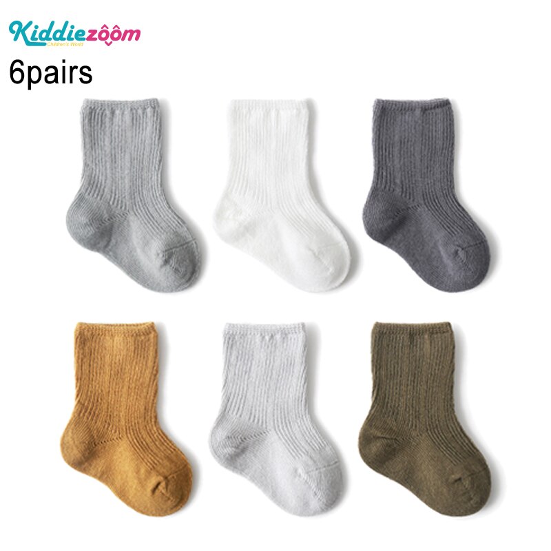 Einfarbig Baby Socken 6 Paare 2022 Frühling Kleinkind Junge Mitte Rohr Socken Sommer Atmungs Neugeborenen Mädchen Baumwolle Socke Zubehör: SK6003 / L ( 3-5T )