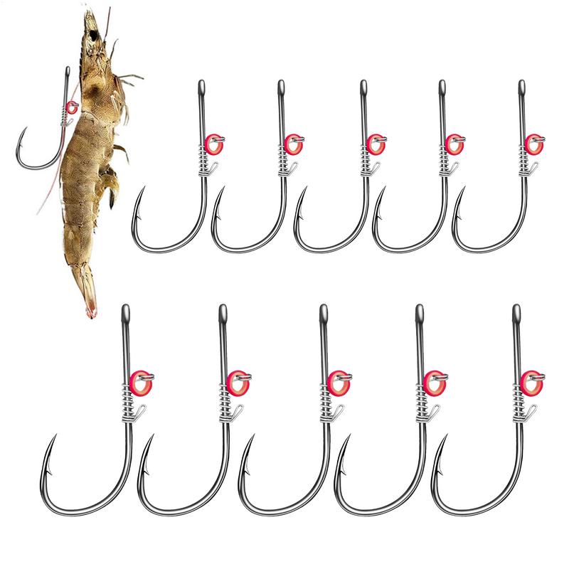Anzuelos de pesca para camarones vivos, anzuelos fijos de acero al carbono con púas y agujeros 2 # /3 # /4 # Anzuelos de pesca de lubina Catfish para accesorios de pesca