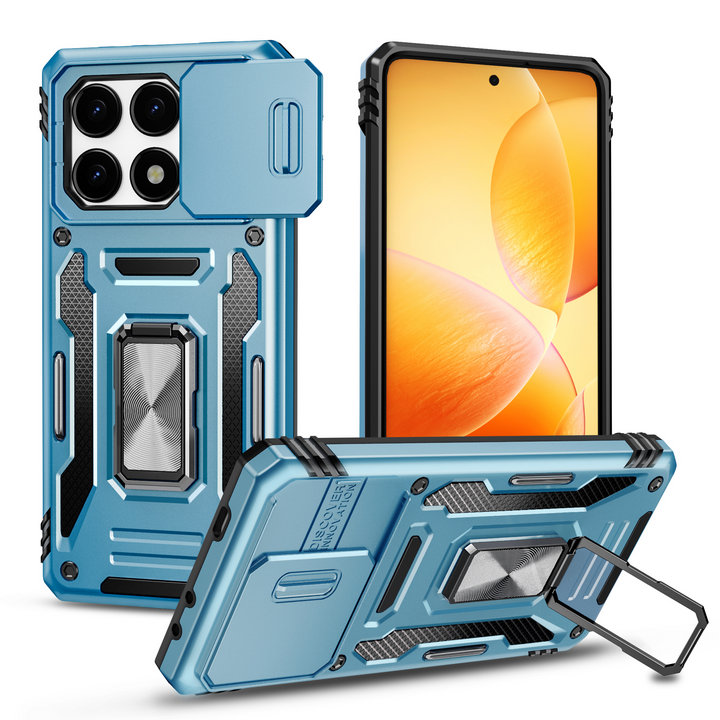 Shockproof Case For Xiaomi 14T Pro 5G Armor Camera Slide Ring Back Cover For Xiaomi 14T Case Mi 12X 12S 12 11T Pro 14 T Funda: CANVAS / SKY BLUE