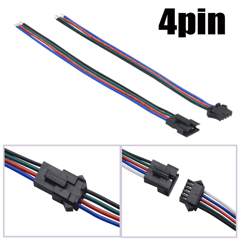 2pin 3pin 4pin 5pin 6pin JST Connector 15cm Man Vrouw Kabel voor 3528 5050 RGB RGBW WS2801 WS2812 LED strip Terminals