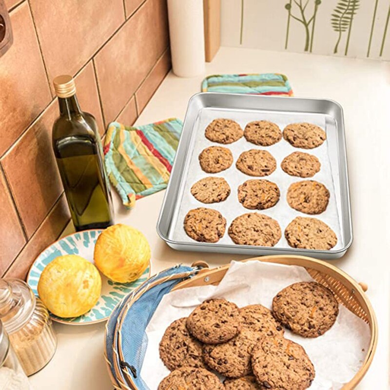 Large Baking Sheet, Stainless Steel Cookie Sheet Baking Pan Tray, Rectangle , Healthy &amp; Non Toxic,Dishwasher Safe