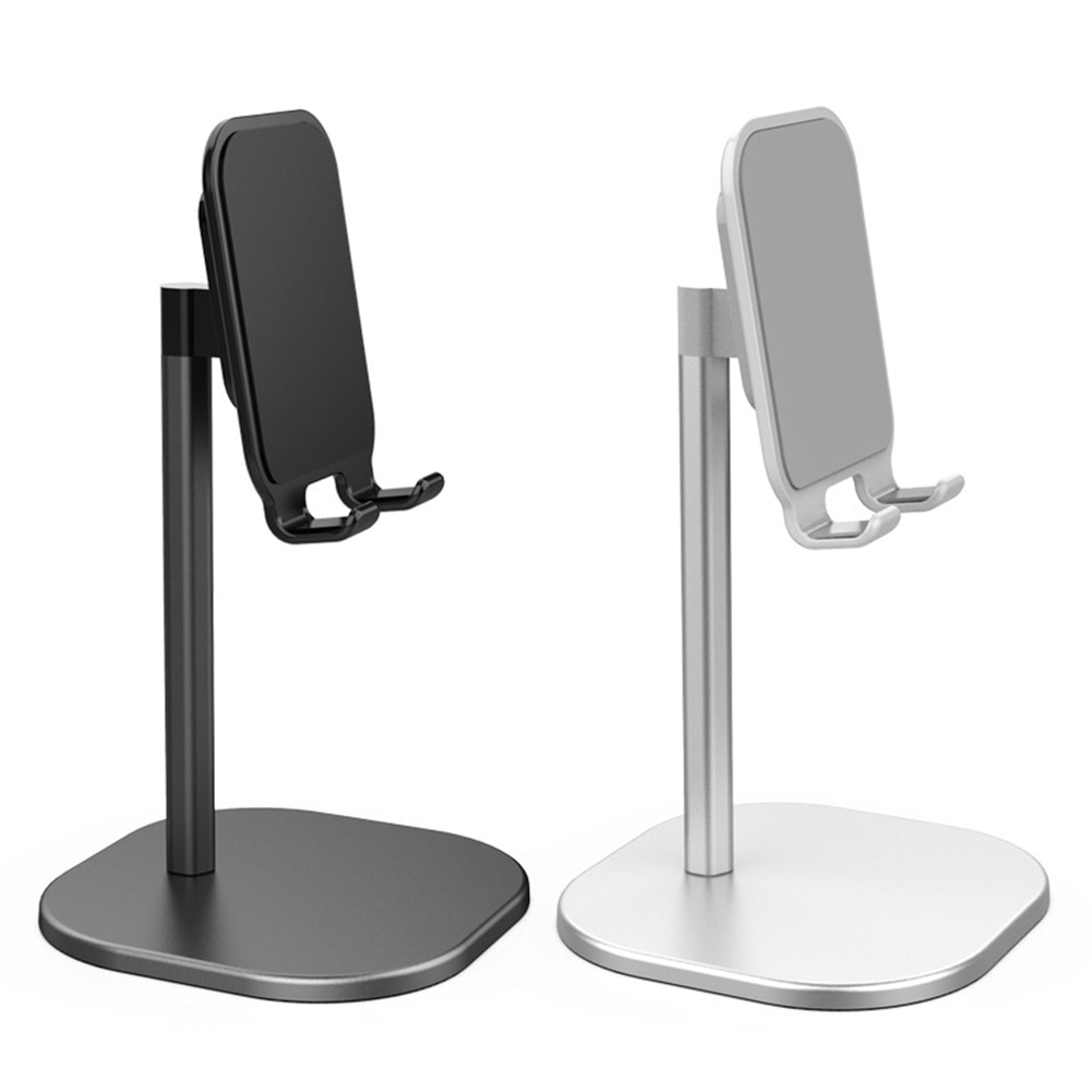 Smartphone-ständer für den schreibtisch, aluminiumlegierung, verstellbarer tischständerhalter für telefon/tablet, ergonomische gummibasis, rutschfest