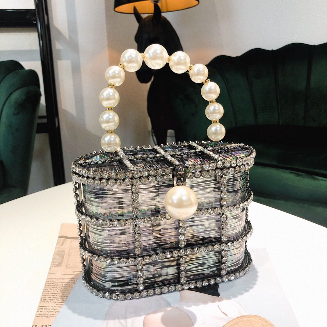 Champagne Pearl Beaded Shoulder Bag - La Chic Designs