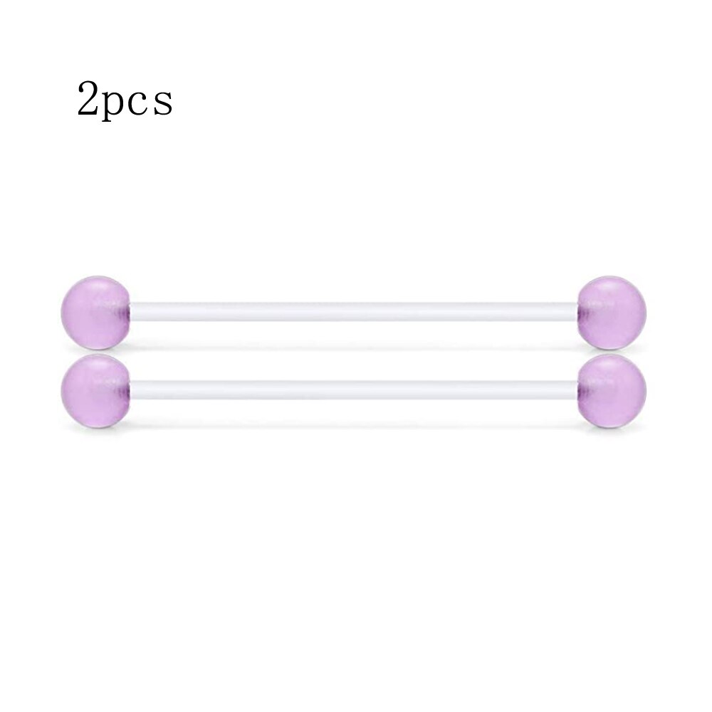 Clear Kraakbeen Earring Piercing Vazallen Flexibele Acryl Helix Hoop Neus Lip Stud Wenkbrauw Tragus Septum Hoefijzer Ring Paars: C Ear 2pcs