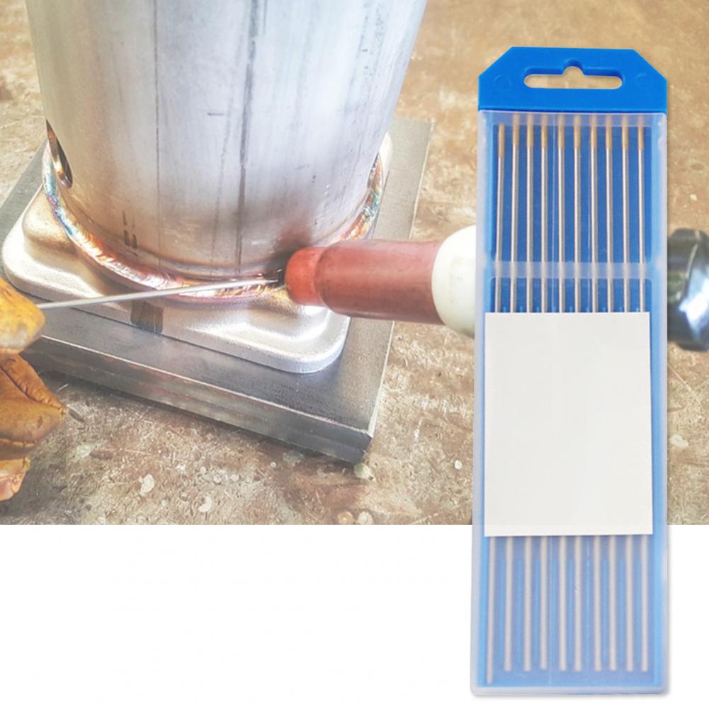 10Pcs 1.6-3.2mm Tungsten Electrodes Wear-proof Welding Rods Assorted Lanthanated Gold-tipped Tungsten Electrodes for Aluminum