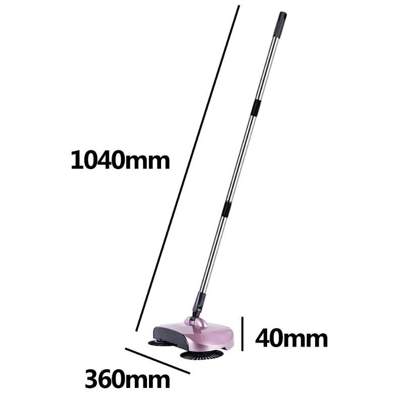 Barredoras de mano ahorradoras de trabajo, máquina barredora con mango de acero inoxidable, recogedor de polvo para escoba mágica, Herramientas de limpieza para el hogar: Rosa