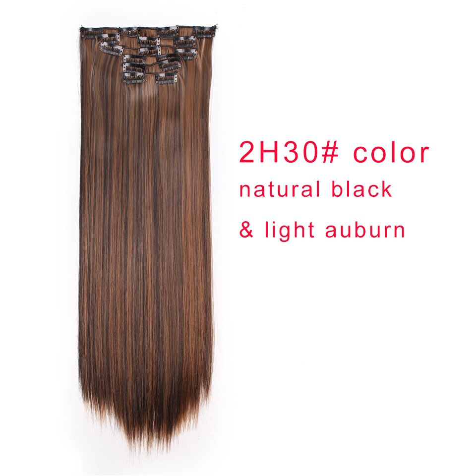 AISI QUEENS Clips In Hair Extension Long Straight Hair Clips for Women 8pcs/set Synthetic 16 Clips In Hair Extensions: 2H30