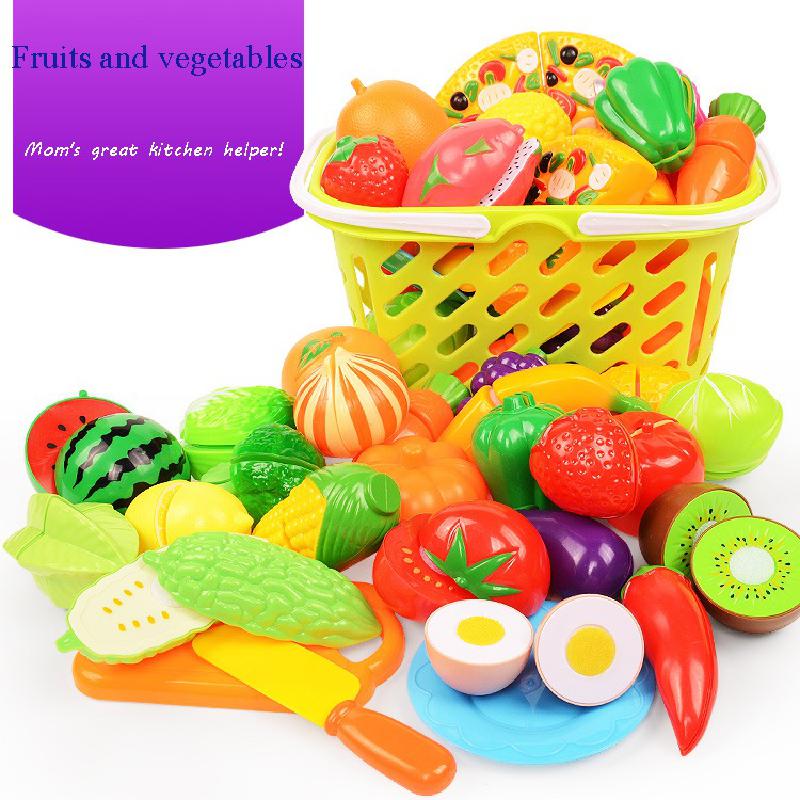 37 Pieces / set children pretend to play with toys fruit and vegetable cutting magnetic Mini toys children's kitchen food toys