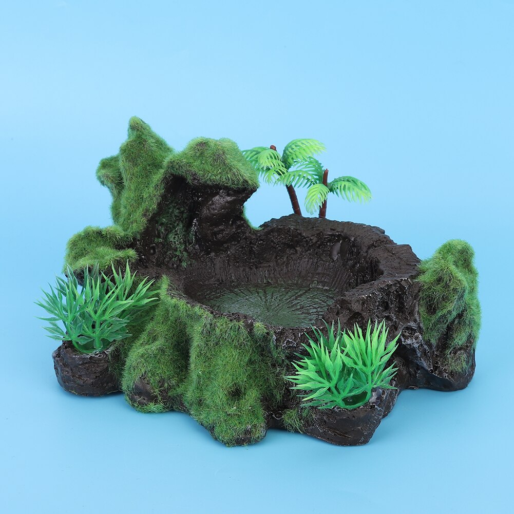Plantas de simulación de resina de ZR-012, pecera, cuenco de alimentación de reptiles, lagarto, alimentador de agua y comida de tortuga, decoración de pecera, acuario