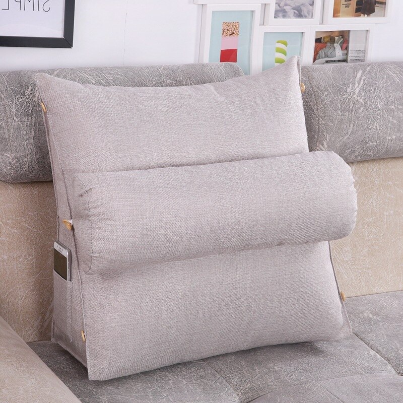Stereo kileform ryglæn pude justerbar vaskbar bomuld linned sofa talje hynder seng hvile barsel liggestole hynder: Lysegrå