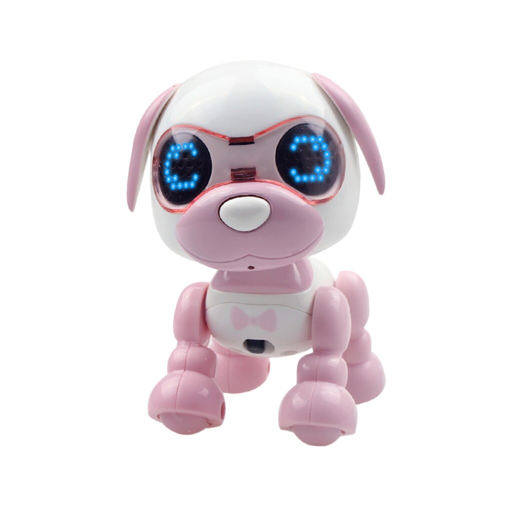 Interactivo RC Perro Robot de juguete inteligente electrónica mascotas perro de los niños de juguete Animal ojos LED grabación de sonido cantar dormir juguetes inteligentes: Pink 