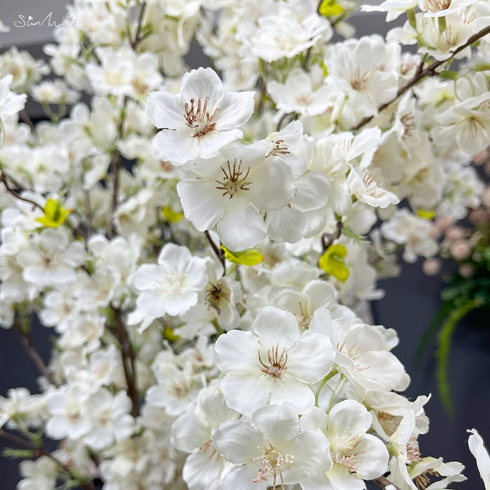 SunMade-Flores artificiales de seda, ramas largas de cerezo en flor, rosa, blanca, decoración de jardín, boda, hogar, Artificales, 4 Uds.