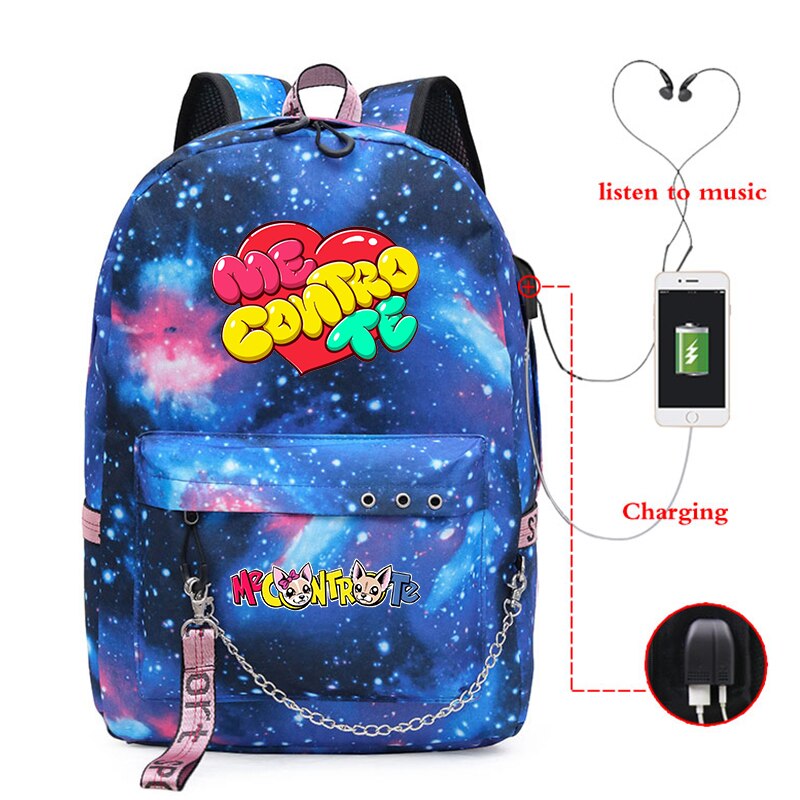 Cool Backpack Harajuku School Bags Girls College Students Laptop USB Charging Backpack Casual Travel Rucksack: 16