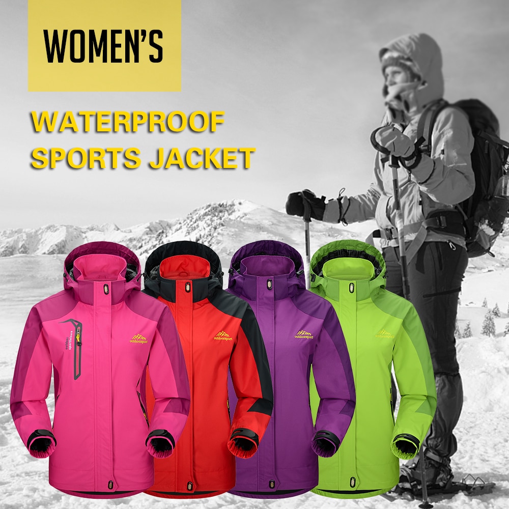 Lixada Outdoor Climbing Waterproof Jacket Windproof Raincoat Sportswear Traveling Cycling Sport Detachable Hooded Coat for Women
