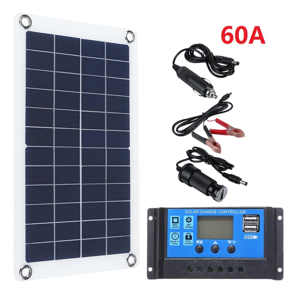 30W 12V Solar Panel Dual USB Output Solar Cells Poly Solar Panel 10/20/30/40/50A Controller for Car Yacht Battery Boat Charger: 30W 60A
