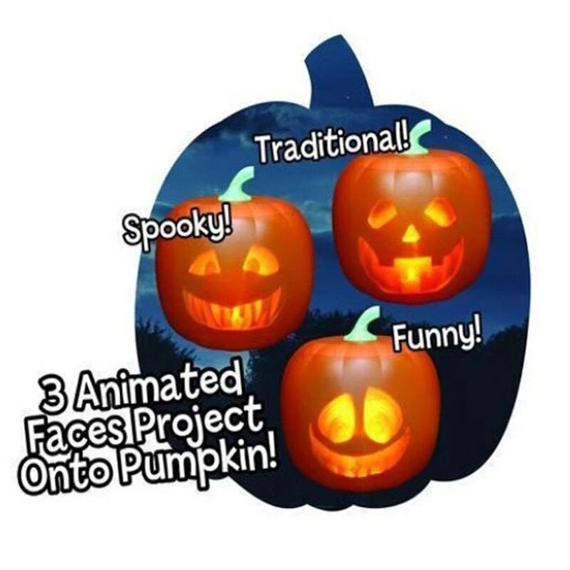 Lampe citrouille d'halloween avec projecteur expression drôle et bizarre parler et chanter