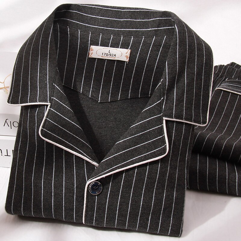 Pijamas de algodón 100% para invierno para hombre, ropa de dormir a rayas, ropa de casa para hombre, Pijamas de talla grande, Pijamas de algodón, pijama Heren