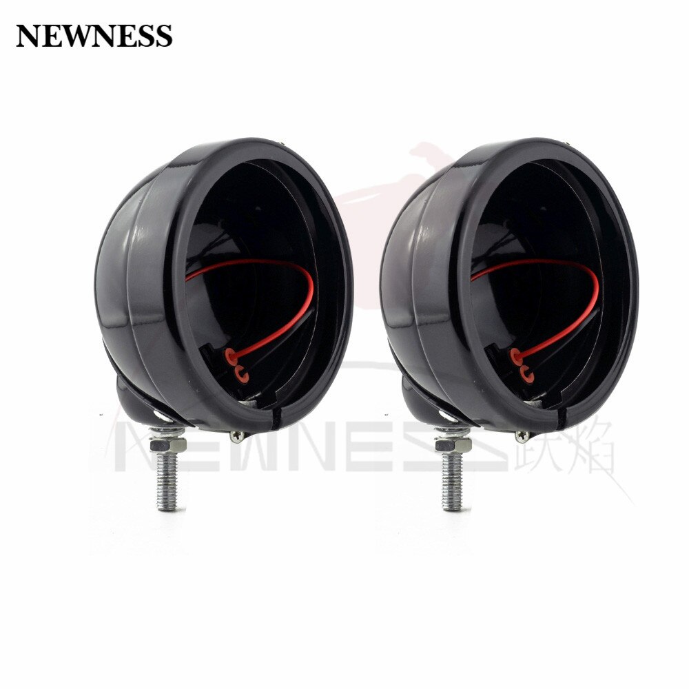 Newnm conjunto de lâmpada de neblina para motocicleta, conjunto de lâmpadas de poeira para harley road king e electra glide, flhxs, flhx, 4.5&quot;: 2 PCS Black Bucket