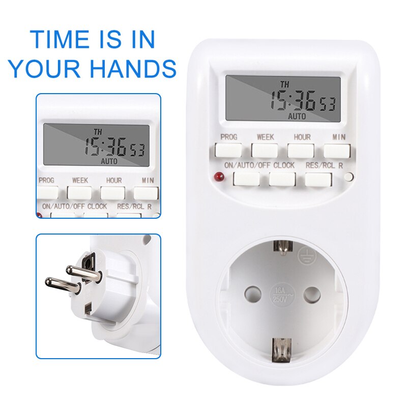Digital Timer Electronic Switches EU Plug Socket Kitchen Timer Outlet 220V 50HZ 10A Programmable Timing Smart Socket