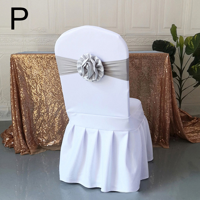 Elastische Polyester Stoel Band Bow Sash Stretch Stoel Sjerp Band Met Grote Bloem Voor Banket Hotel Bruiloft Verjaardag Party Decoratio: P