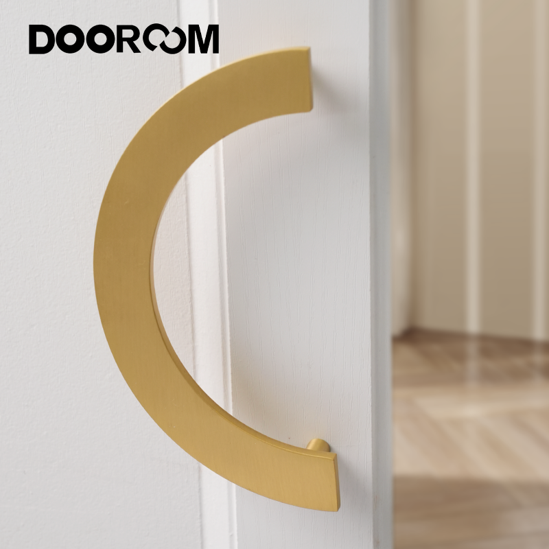 DOOROOM Messing Meubelgrepen Lichte Luxe Gouden Garderobe Keukendeur Trekt Ladegreep Halve Cirkel Hardware Accessoires
