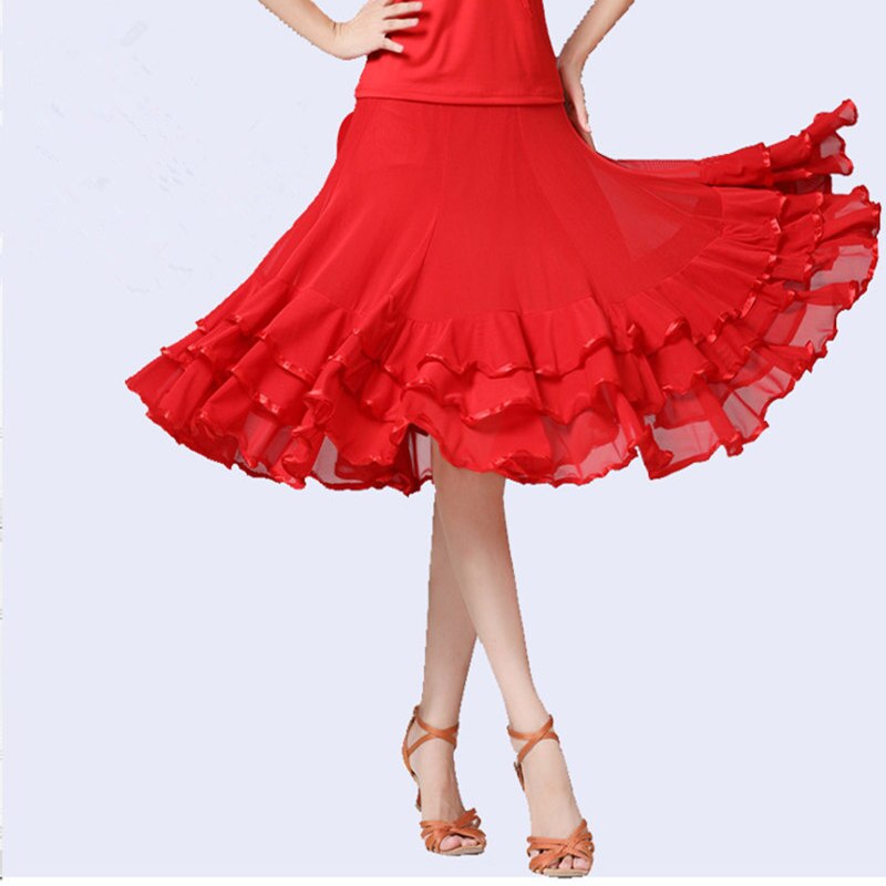 Women Solid Mesh Modern Ballroom Dance Skirt Ballroom Dance Competition Dresses Dance Training Practice Wear