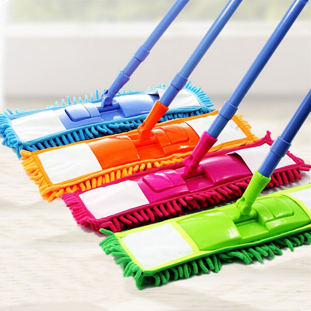 Soft Bristle Rubber Broom Sweeper Dry and Wet Cleaning Sweeper With Telescopic Handle Extendable Microfibre Floor Mop