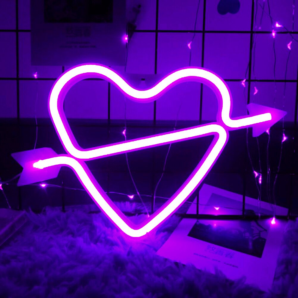 LED Néon Coeur Flèche Forme Arc-En-Ciel Coloré Néon Signe Tenture murale Lampe De Nuit pour La Fête À La Maison De De Festival De Mariage Déco: 05