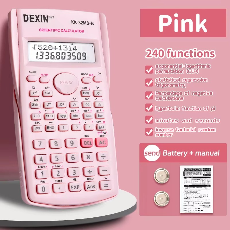 Multifunctional Scientific Calculator Student Simple Portable Big Screen Function School Office Supplies Calculator Stationery: black