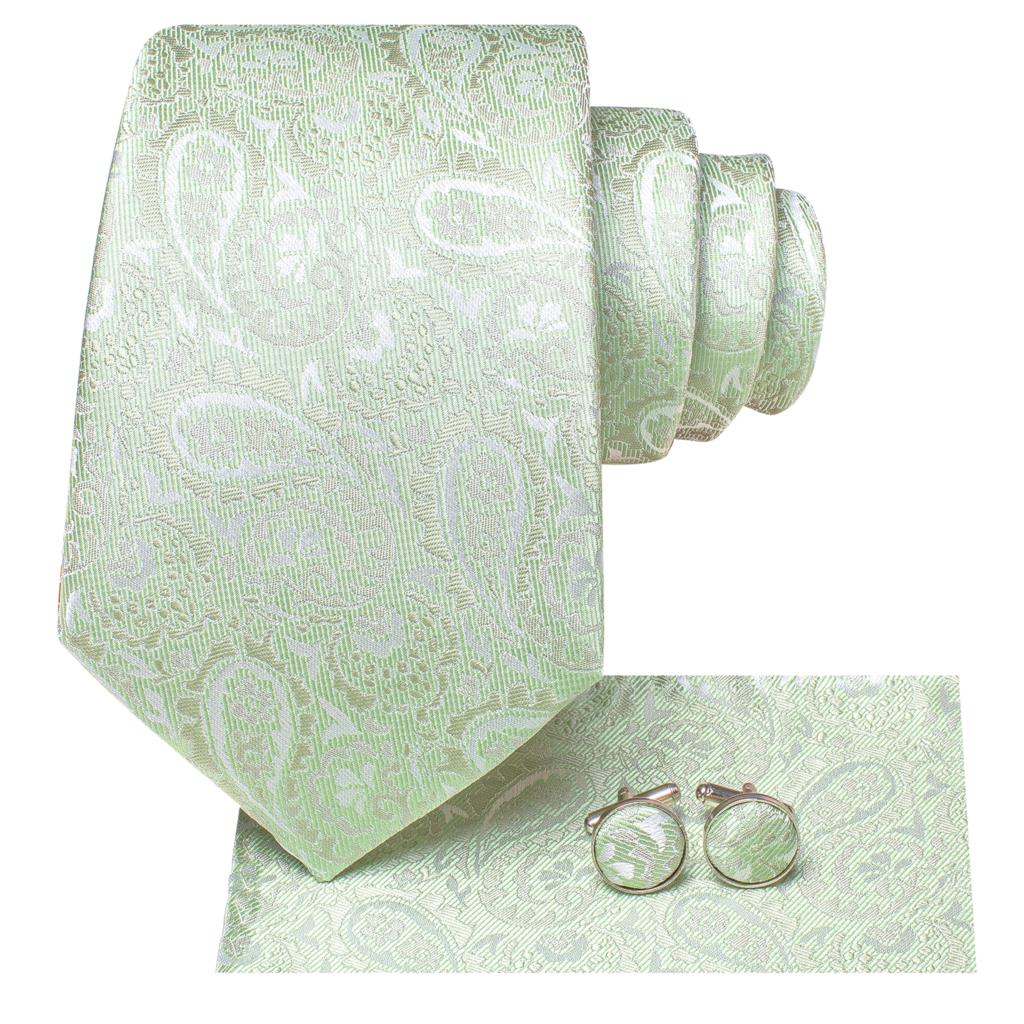 Corbatas de Cachemira verde salvia para hombre, conjunto de corbata para de boda, gemelos a mano, , , 2022