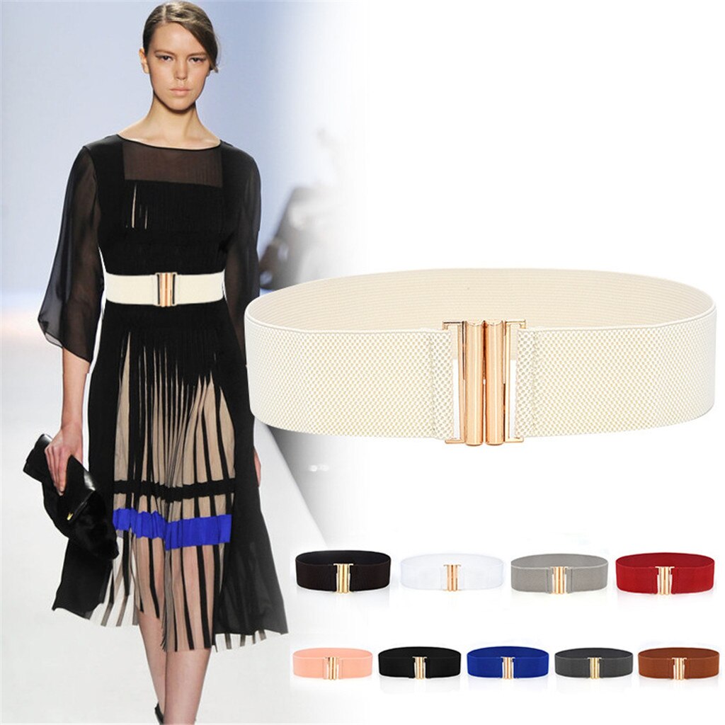 Wide Elastic Belt Lady Wide Belts Women Wide Elastic Belt Buckle Waist Dress Stretch Adornment For Women Waistband #Y7