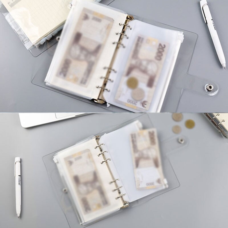 A6 Loose-Leaf Notebook &amp; PVC Cover Diary Cover 6 Hole Loose-Leaf Folder Business Card Bills Bag Accessories Storage &amp; Organizer