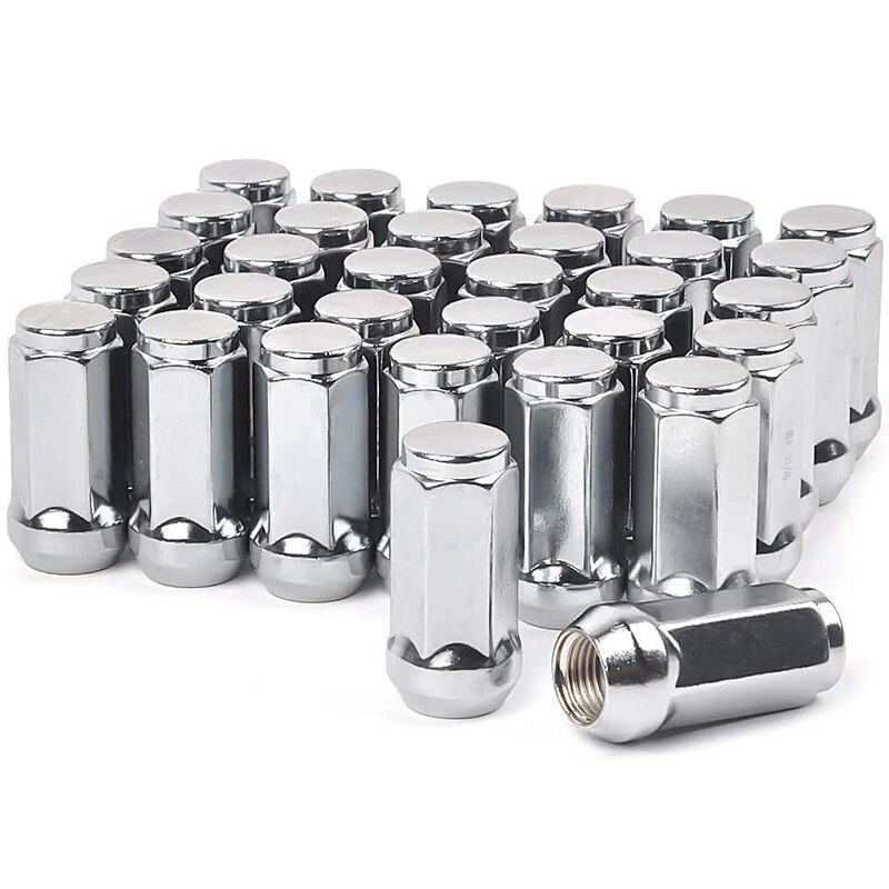 MIKKUPPA 9/16-18 Lug Nuts for Ram 1500/2500/3500 / F250/F350 / J20 Aftermarket Wheel 32pcs Chrome Closed End Lug Nuts