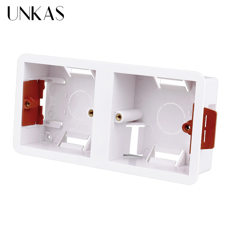UNKAS-caja de montaje para tablero de yeso, zócalo de interruptor de pared de 34mm de profundidad, 86 tipos 2 Gang 172mm