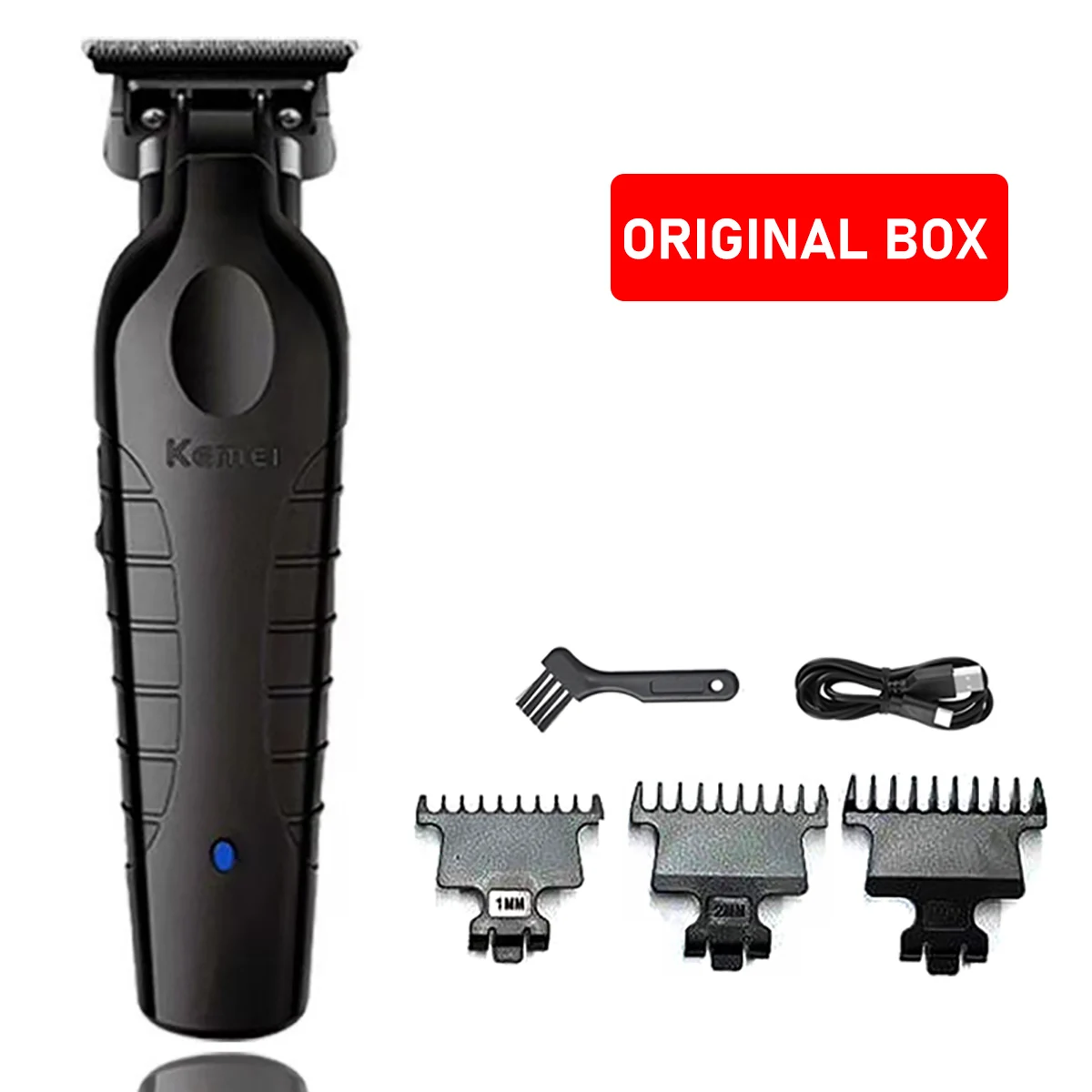 Kemei 2299 Barber Cordless Hair Trimmer 0mm Zero Gapped Carving Clipper Detailer Electric Finish Cutting Machine: Brown
