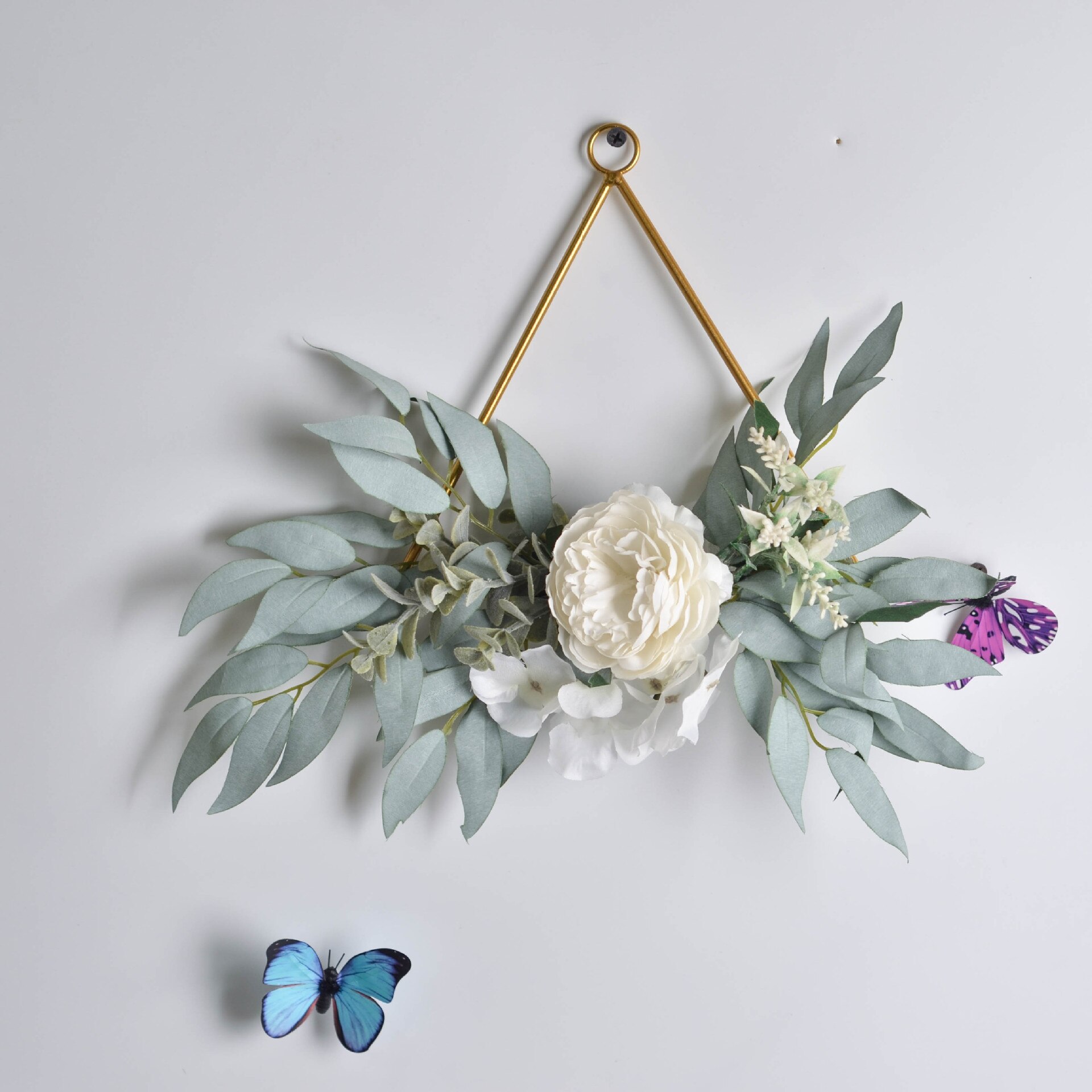 Cilected Floral Hoop Wreath Geometric Wire Round Triangle Square Hoop Frame Of Artificial Flower For Wedding Backdrop Wall Decor: A081R04