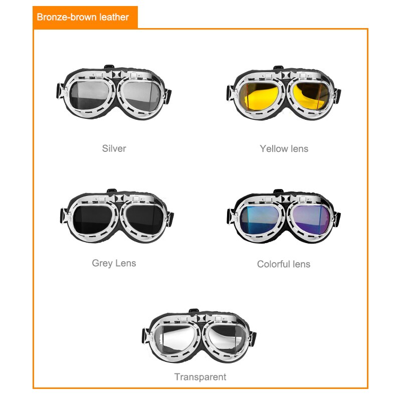 Retro motorcykel glasögon vintage motorcykel sliver glasögon hjälm pilot klassiska glasögon för atv utv uaz skoter cykel moto styling