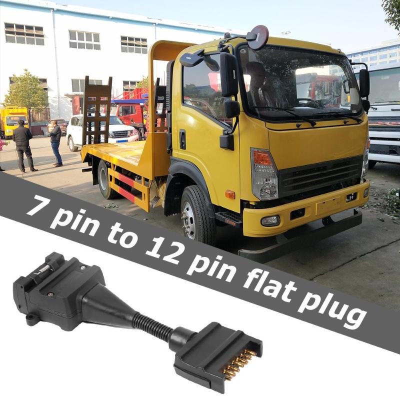 7 tot 12 Pin AU Platte Mannelijke Trailer Socket Plug Connector Adapter ABS Duurzaam Plug en Play Eenvoudig te Gebruiken voor Trailer Zwart