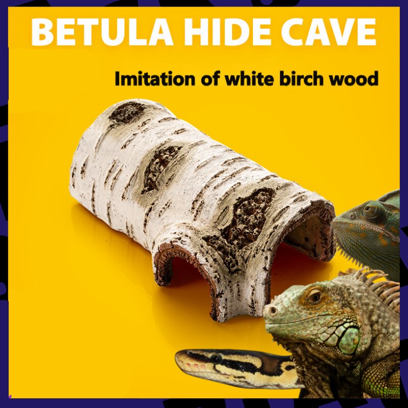 Reptile Habitat Resin Ornament Log Lizard Hideout Small Animal Cave Bark Bend Leopard Gecko Spider Snake Turtle Fish Shrimp