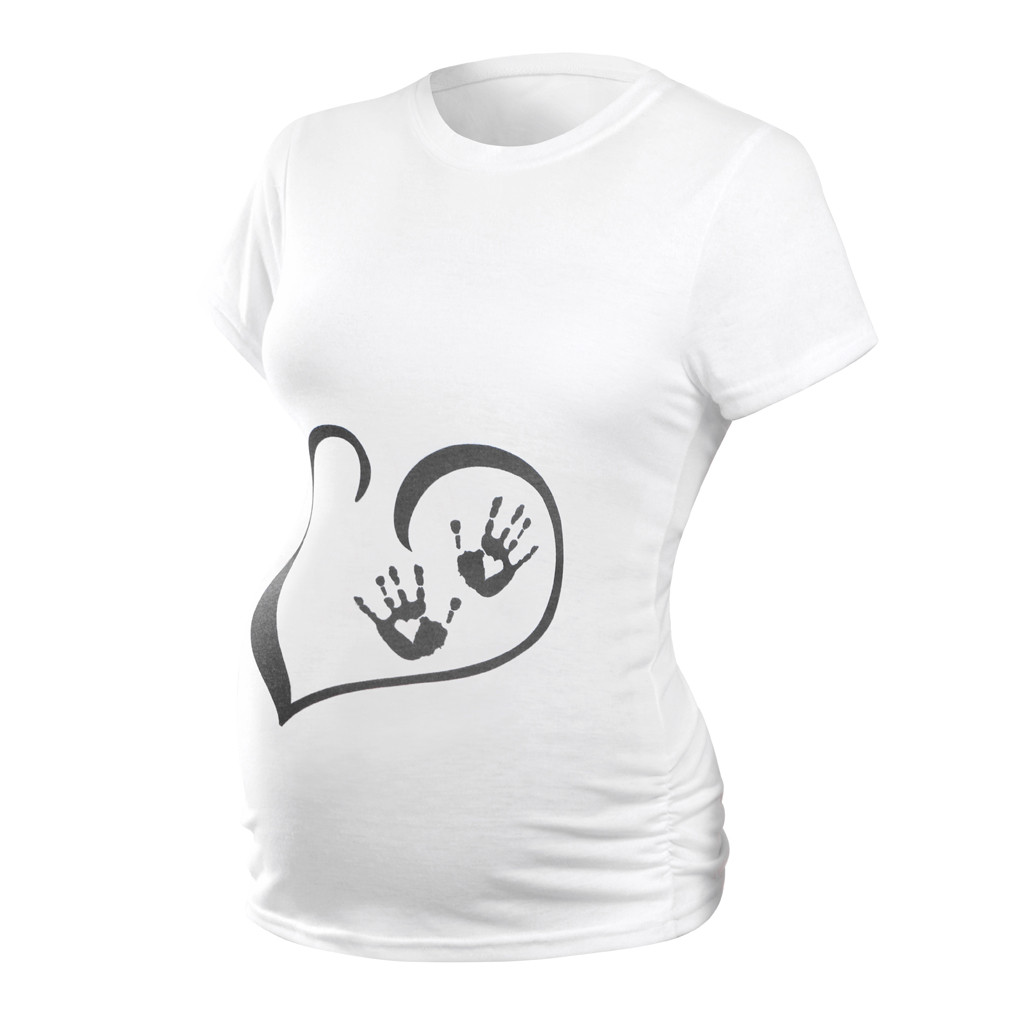 Women Pregnancy Short Sleeve Tops Cartoon Love hand Nusring Baby Maternity Clothes Plus Size 3XL zwangerschaps kleding
#GH