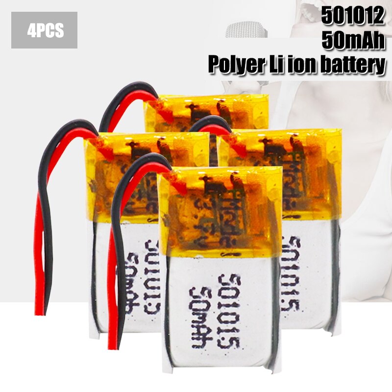 501012 3.7V 50mah Lithium Polymer Rechargeable Batteries For MP3 MP4 MP5 GPS Toy bluetooth headphone speaker recorder Lipo cells: 4PCS
